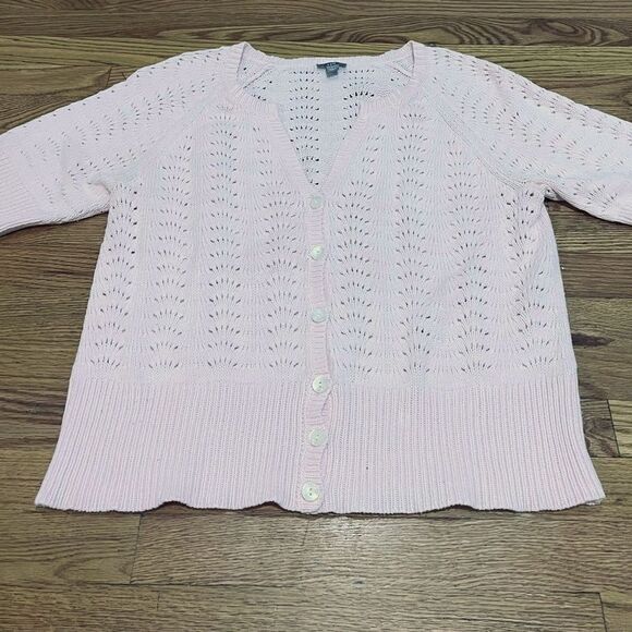 J. Jill Pale Pink Button Front Cardigan Sweater Size Large - Picture 4 of 5